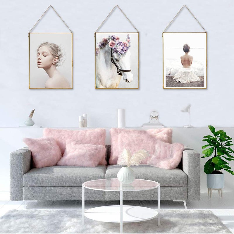 fujack Glass Frame for Dried Flowers, Glass Brass Photo Frame for Wall Hanging Decor Display DIY Pressed Flowers Plant Specimen Picture Frame Geometric Ornament 8x12 Inches - Image 3